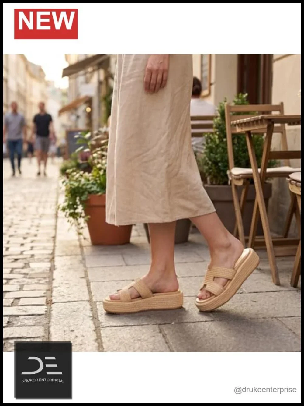 Woven Raffia Espadrille Platform Sandals, Memory Foam, Slip-On Wedge Slides
